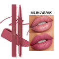 2-in-1 Matte Lip Liner Pencil Velvet Lipstick Crayon Waterproof Smudge-Proof Easy Precision Brown Lip Contouring Charming Makeup Zpaxo 03