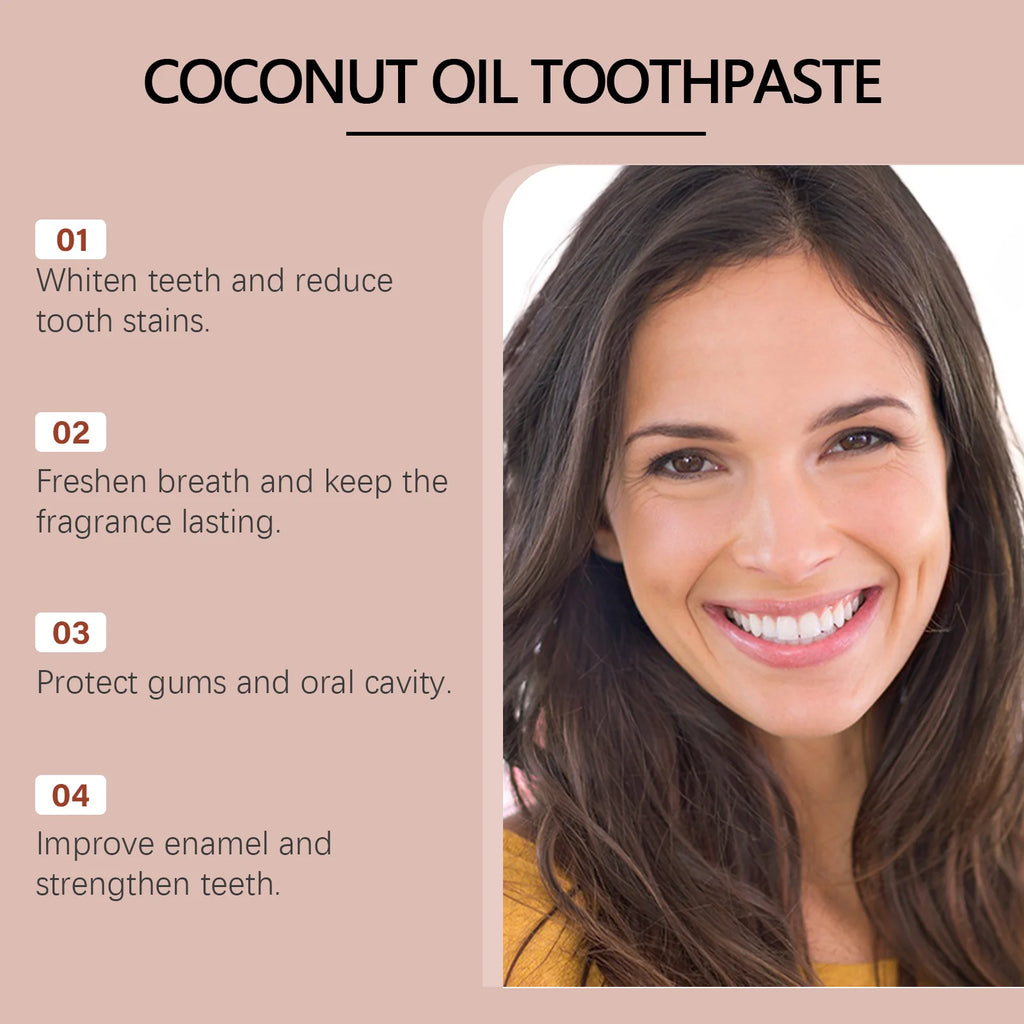 Coconut Oil Toothpaste Teeth Whitening Remove Tartar Cleansing Smoke Tea Stains Fresh Oral Breath Dental Corrector Brighten Care Zpaxo