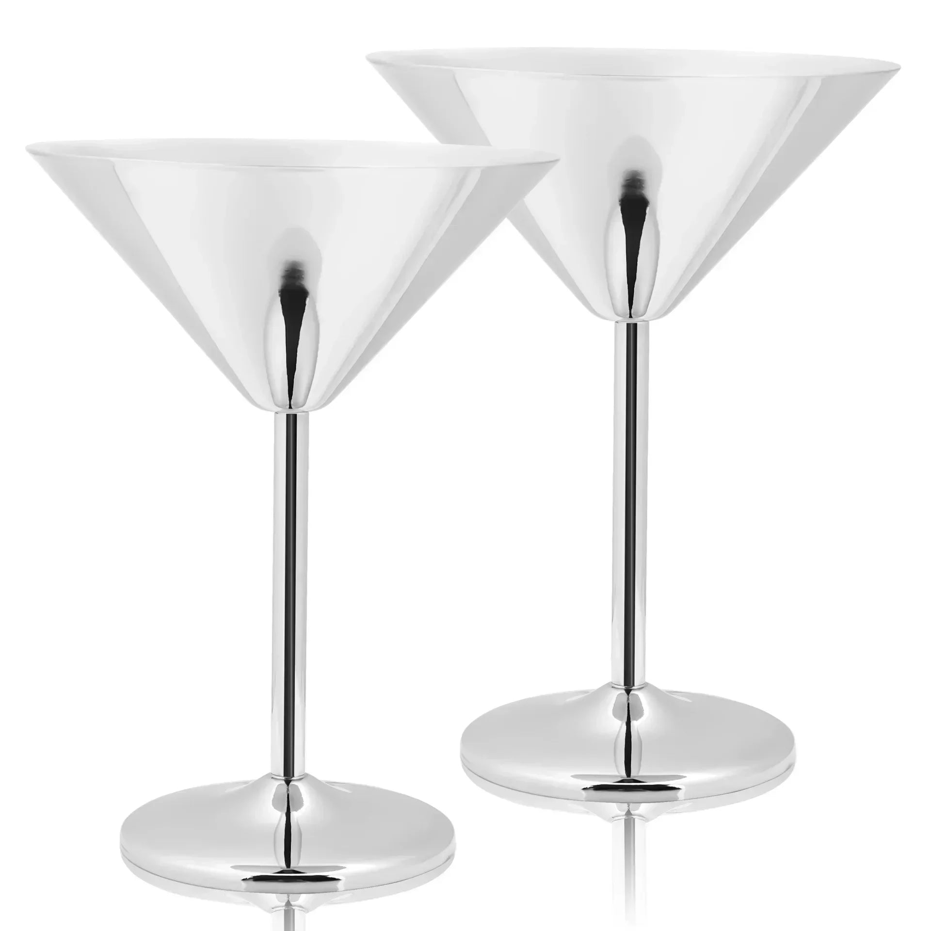 2-Pack Stainless Steel Martini Glasses – Mirror Finish & Easy Clean Cocktail Glass Set Zpaxo Silver 2PCS