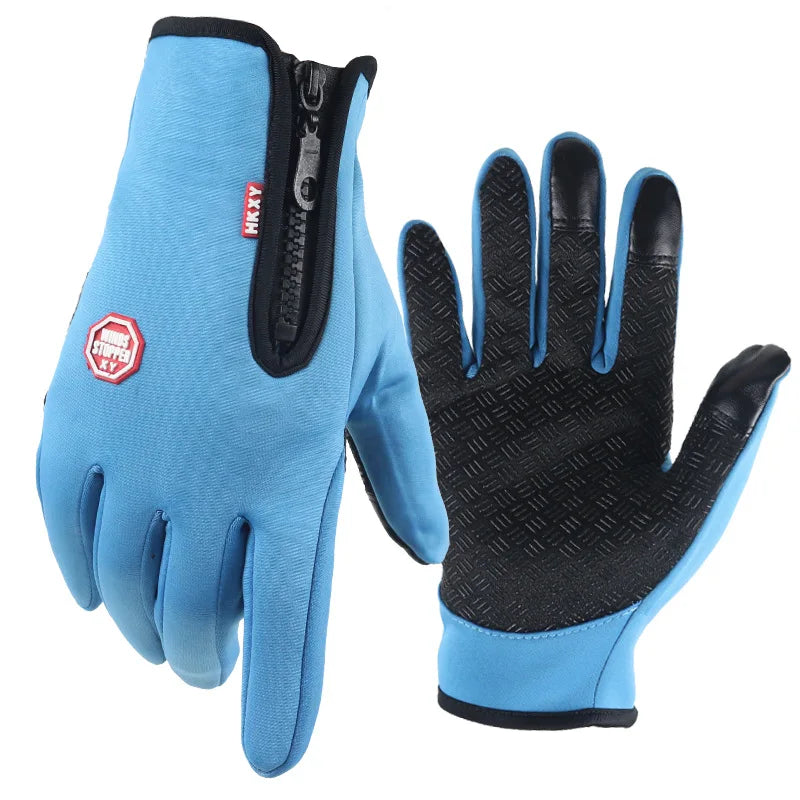 Hot Winter Gloves For Men Women Touchscreen Warm Outdoor Cycling Driving Motorcycle Cold Gloves Windproof Non-Slip Womens Gloves Zpaxo Light blue S
