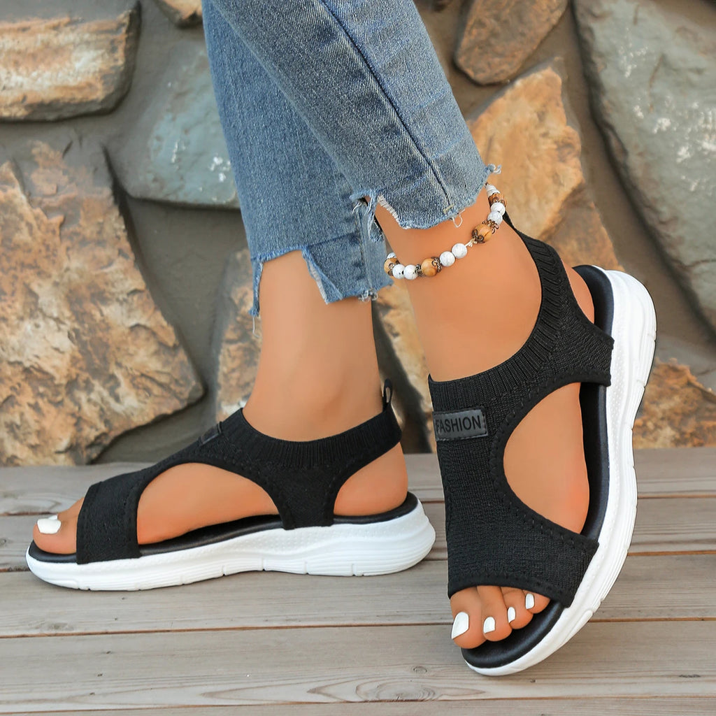 Women Sandals 2026 Knit Elastic Cloth Wedge Slip Lightweight Walking Zpaxo