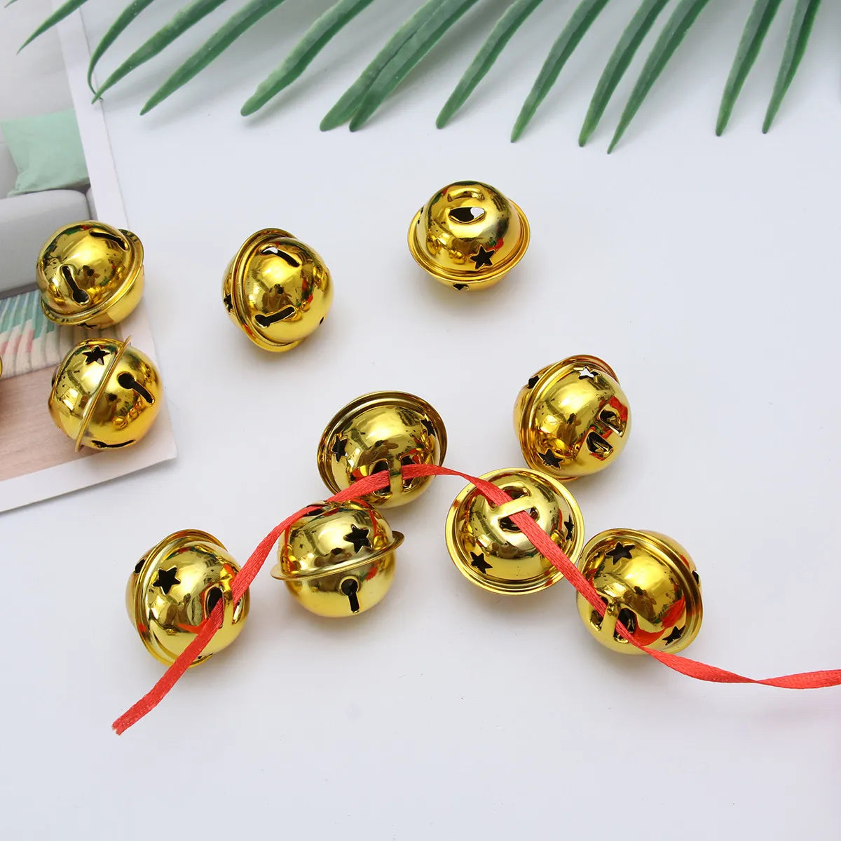 Christmas Bell Accessories Five-point Star Mini Jingle Bells Gold