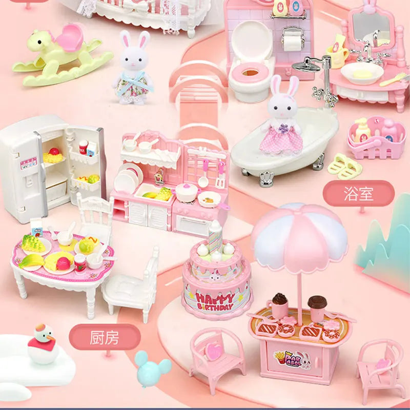 Little Rabbit Dresser Lovely Scene Play Toys Simulation Modelling
