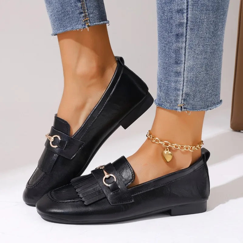Women's Flat Shallow Mouth Lightweight Comfortable Loafers Women Zpaxo black 41