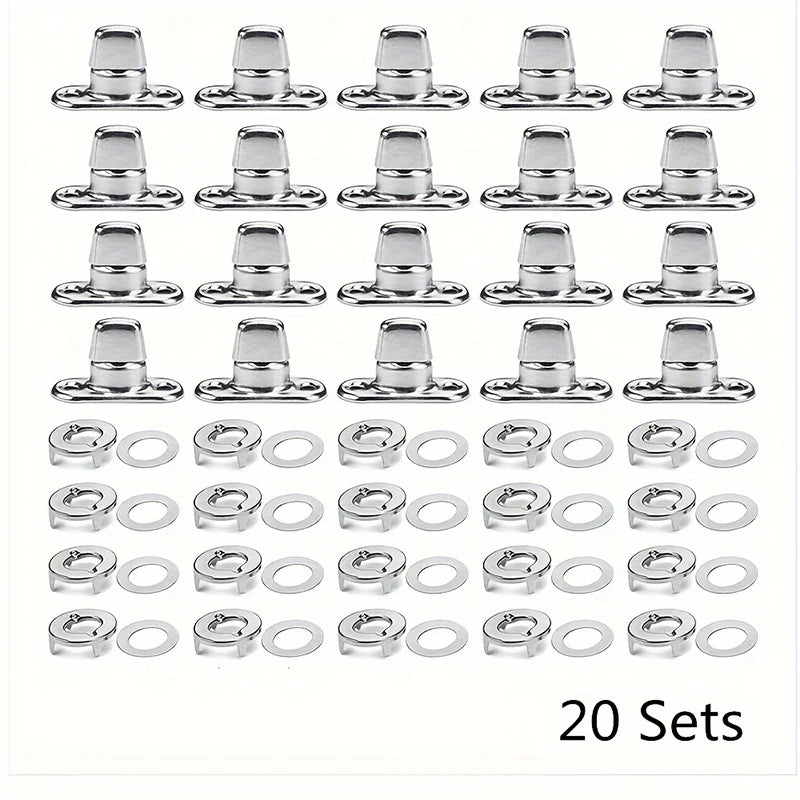 5/10/20 Sets Screw Base Snaps Turn Button Boat Cover Enclosure Eyelet Canvas Snap Fastener Silver Zpaxo 20 set