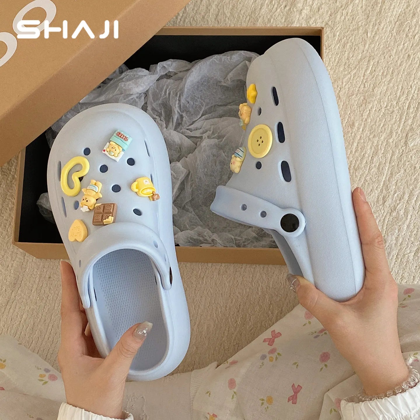 Women 2026 Cute Thick Platform Clogs SHAJI Summer Non Slip Soft