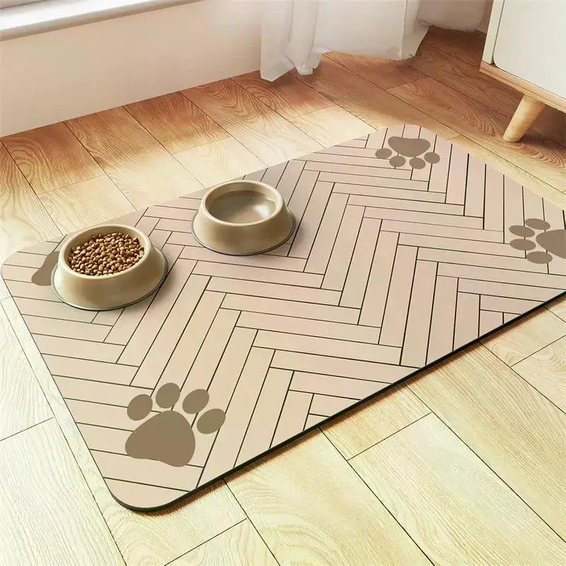 Non-Slip Home Pet Mat For Food And Water Bowl With Waterproof Quick-Dry Rubber Backing Diatomaceous Mud Absorbent Pet Placemat Zpaxo