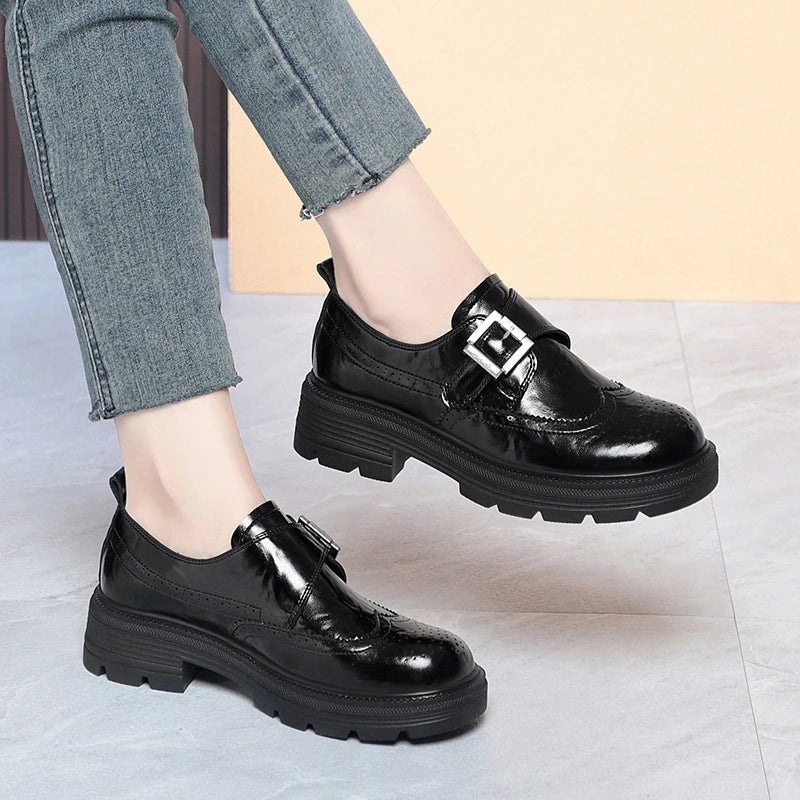British Loafers Versatile Thick-soled Retro Small Leather Shoes Zpaxo