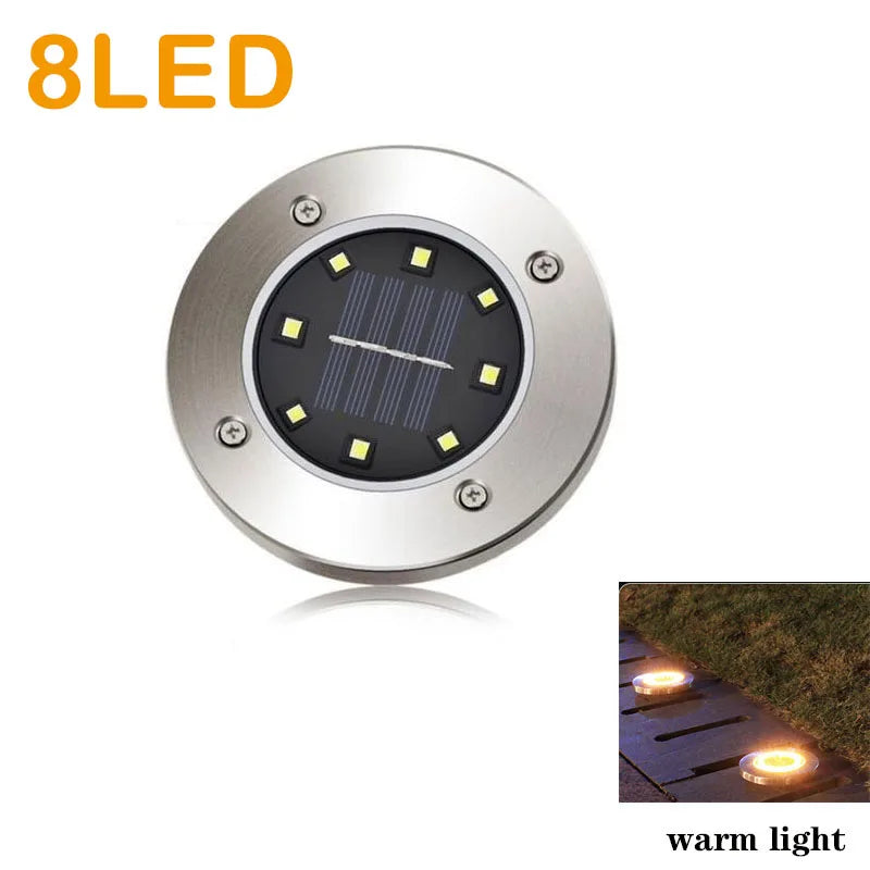 Solar Buried Ground Lights 8 20 LED Waterproof Underground Deck Spot Zpaxo 8LED Warm light 1PC