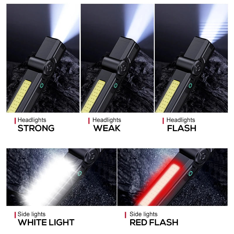 COB LED Work Light – USB Rechargeable Magnetic Torch Flashlight