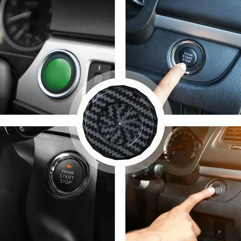 Push Start Button Cover Carbon Fiber Ignition Protective Interior