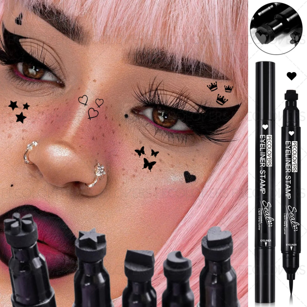 Waterproof Double-headed Eyeliner Including Star Love Moon Pattern Zpaxo