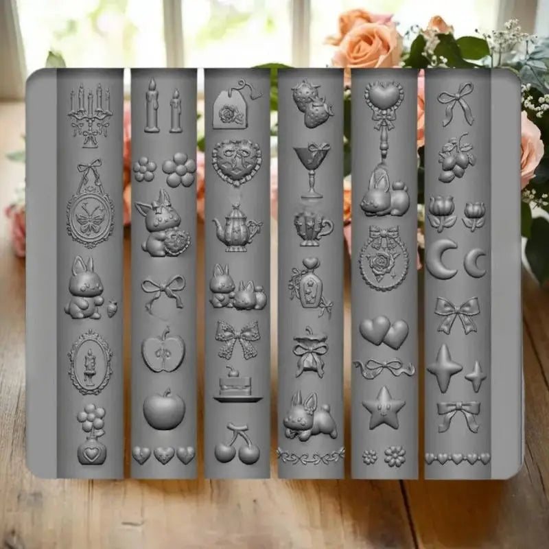 3D Silicone Mold Nail Art Design Relief Bow Strawberry Baroque Zpaxo