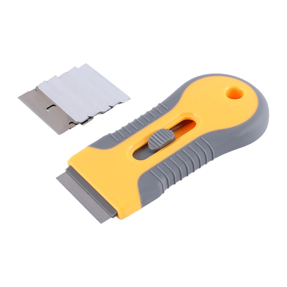 Handle Gadget With 5pcs Replaceable Blades Cleaning Tools Car Sticker Remover Scraper Spatula Glue Removing Razor Zpaxo 5pcs blade