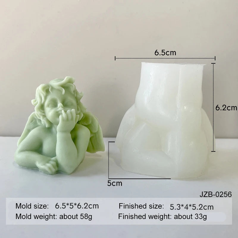 3D Angel Candle Silicone Mold DIY Aromatherapy Soap Candles Wax Plaster Polymer Clay Craft Ornament Making Mold Home Decor Zpaxo JZB-0256