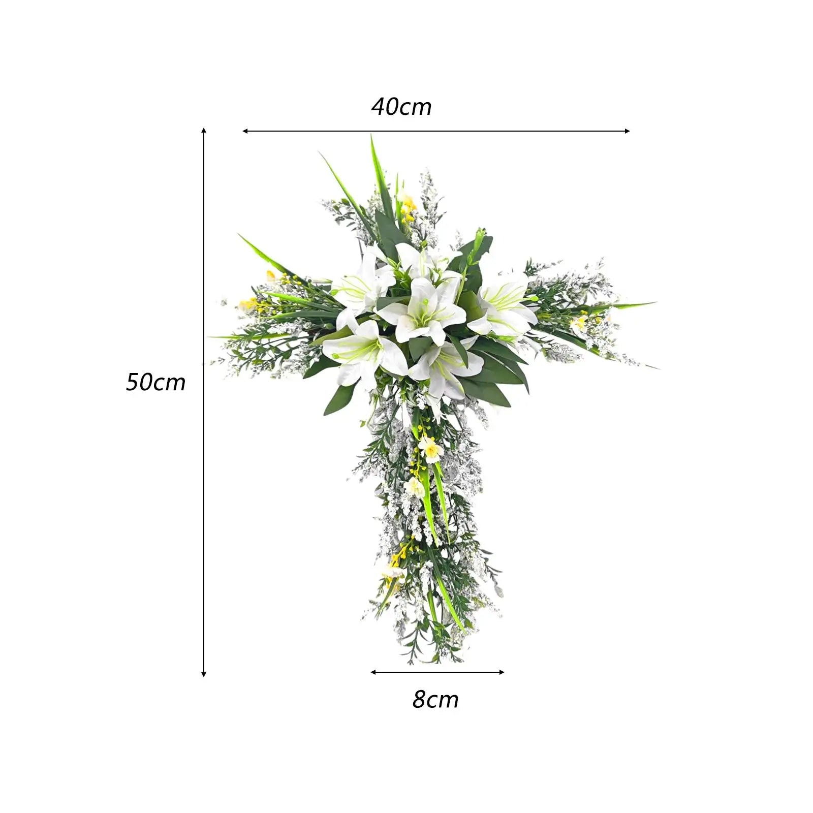 Easter Liliaceous Cross Wreath Garland Welcome Sign 20x15.7inch Artificial Flower for Indoor Outdoor Multipurpose Sturdy Zpaxo