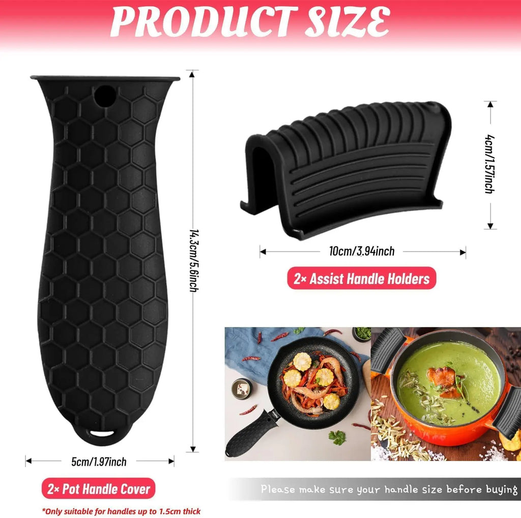 Silicone Heat-resistant Handle Covers Cast Iron Pot Holders Skillet Zpaxo