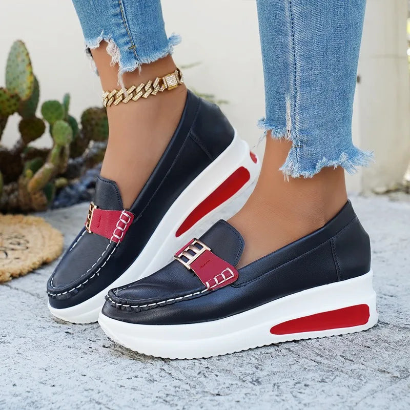 Loafers Spring Summer Single Shoe Women's Thick Bottom Round Head