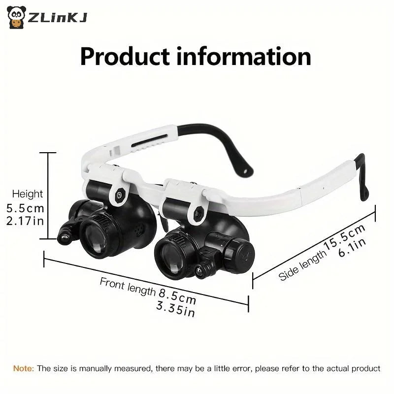 ▶1Pcs 8X/15X/23X Magnifying Glass Jeweler Watchmaker With LED Light Telescopic Headband Magnifier Glasses Zpaxo