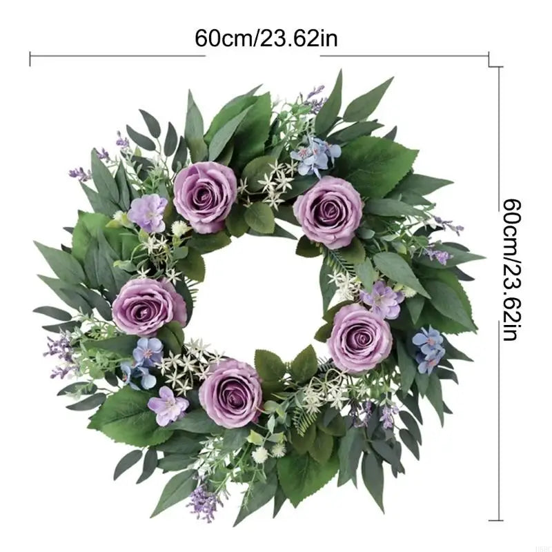 Artificial Purpler Rose Wreath Realistic Flower Wedding Party Inside