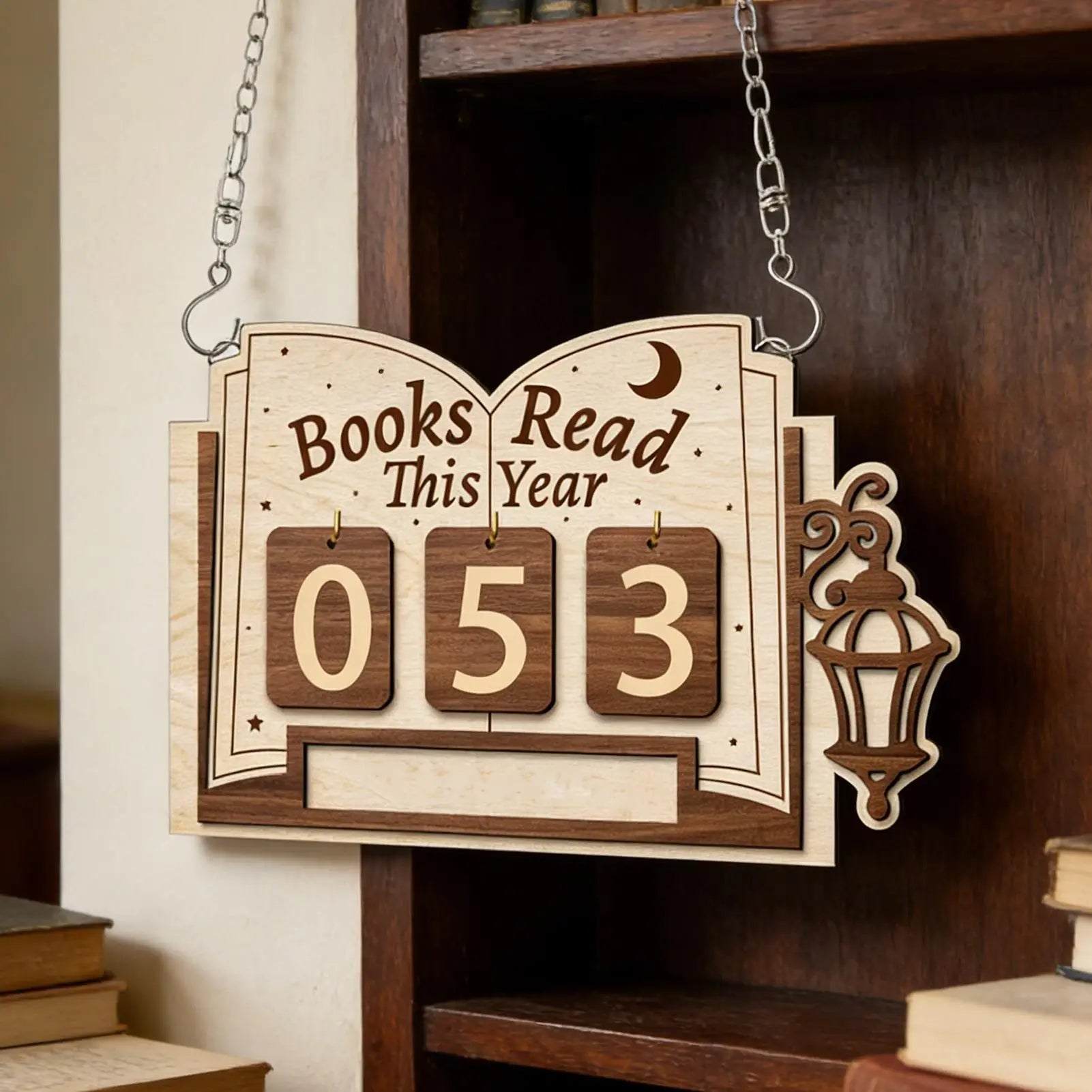 Books Read This Year Counter Wood Library Decor Book Read Tracker Board for Readers Students Teachers Librarians Writers Authors Zpaxo