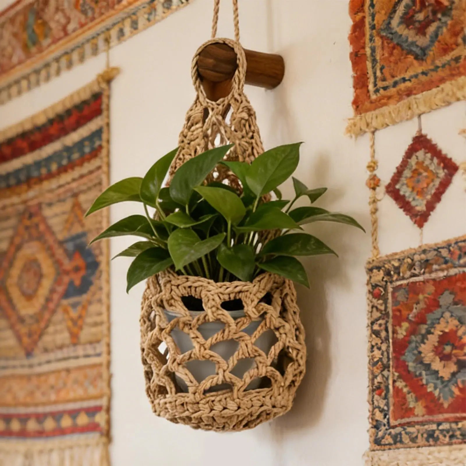 Boho Macrame Plant Hangerbasket Succulents Cotton Rope Woven Hanging
