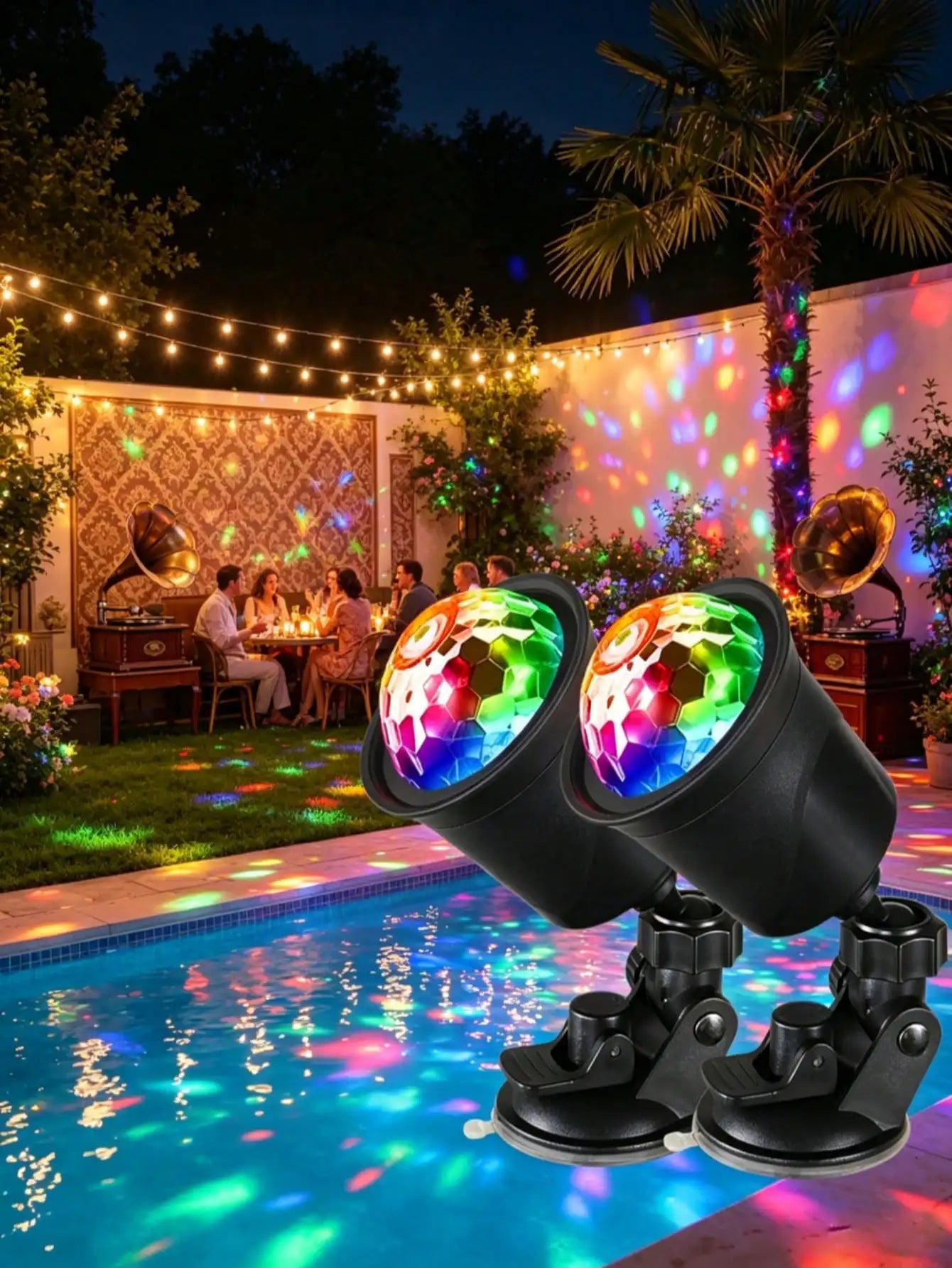 2 Rechargeable Disco Ball Lights Portable Voice-activated Party USB