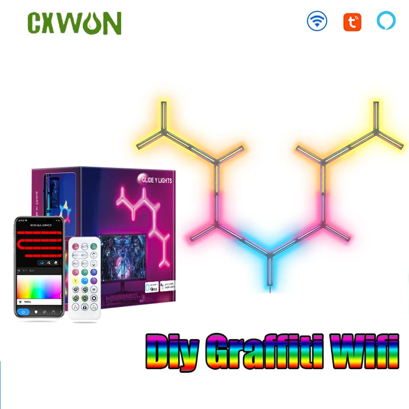 Diy Graffiti Wifi Full Rgb Smart Lights Patching Y-shaped Esports Zpaxo