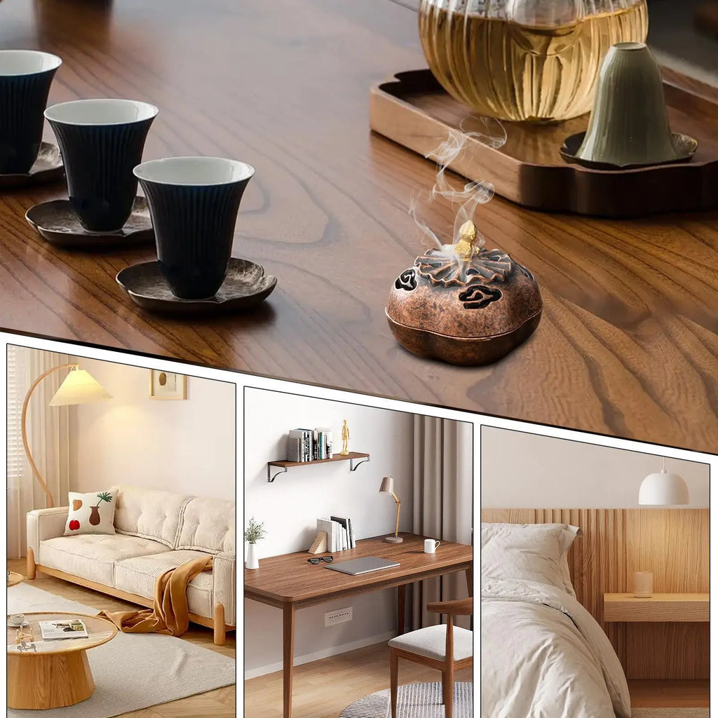 Zinc Alloy Incense Cone Holder Retro Hollow-out Burner Sandalwood