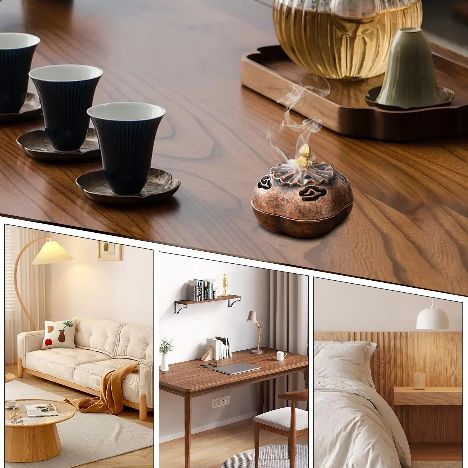 Zinc Alloy Incense Cone Holder Retro Hollow-out Burner Sandalwood