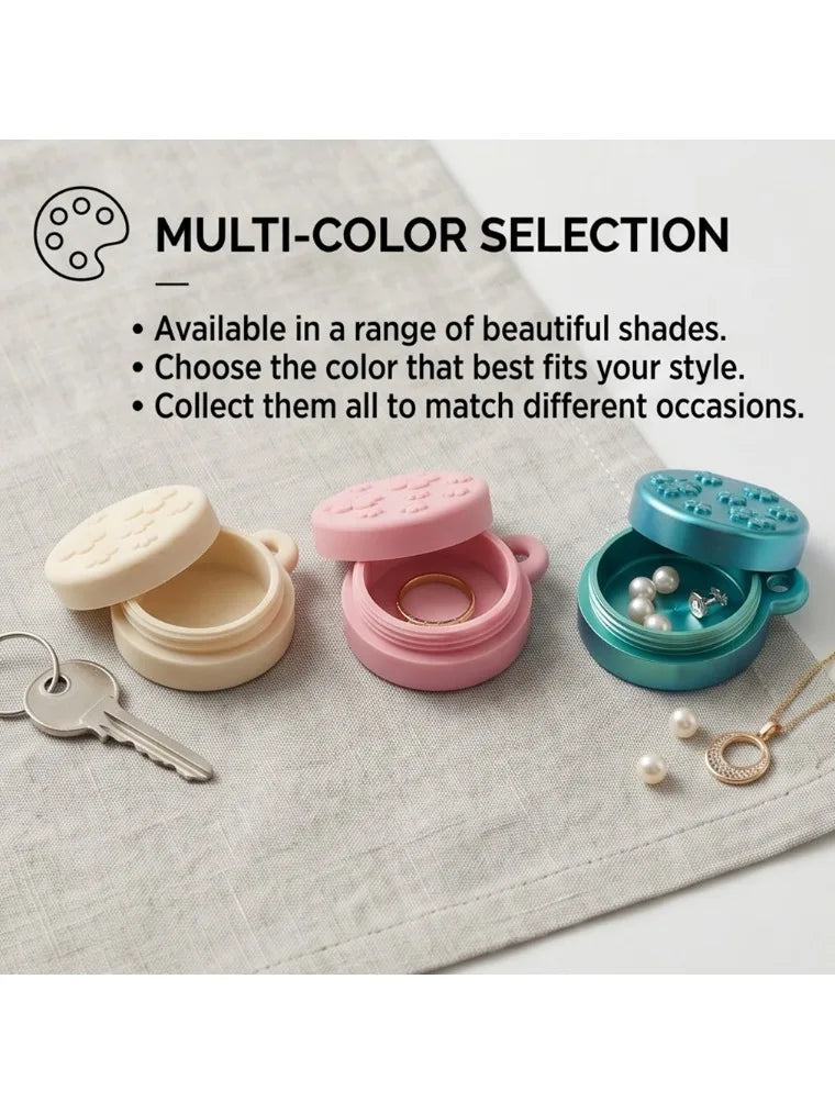 Portable Sakura Ring Holder Keychain Mini Jewelry Storage Case Travel