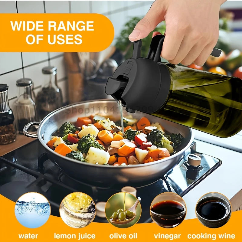 2-in-1 Oil Sprayer Dispenser Olive Oil Dispenser Oil Spray Bottle Plastic Spray Bottle for Cooking Air Fryer BBQ Baking Salad Zpaxo