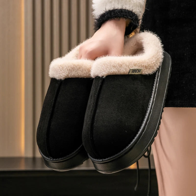 Women's Winter Slippers Arch Support Plush Indoor House Shoes Zpaxo Black 40-41