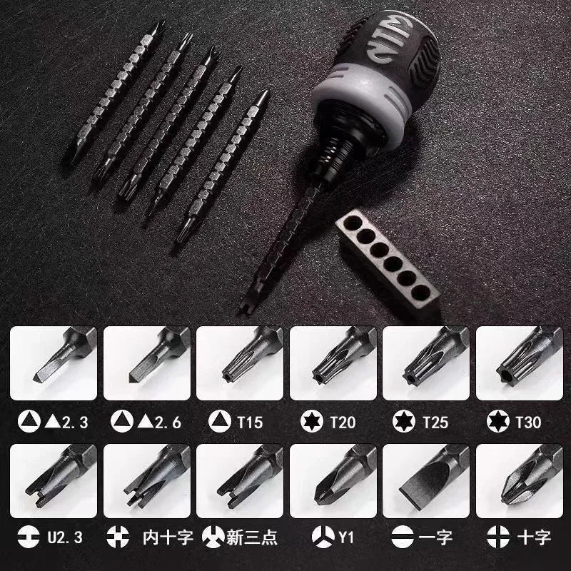 1 Ratchet Screwdriver Magnetic Dual-purpose Batch Head Telescopic
