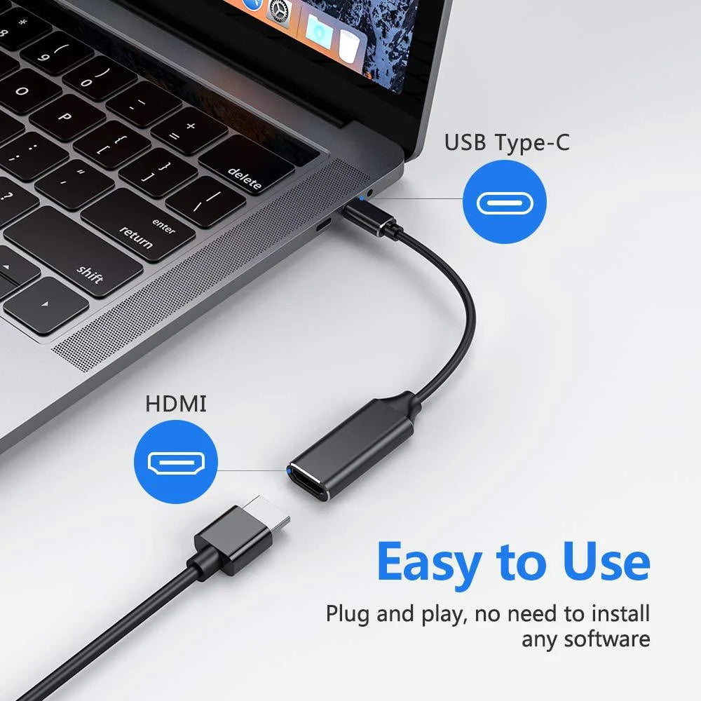 C HDMI Adapter Male Female Converter Cable 4K USB HDTV Laptop Flat Zpaxo