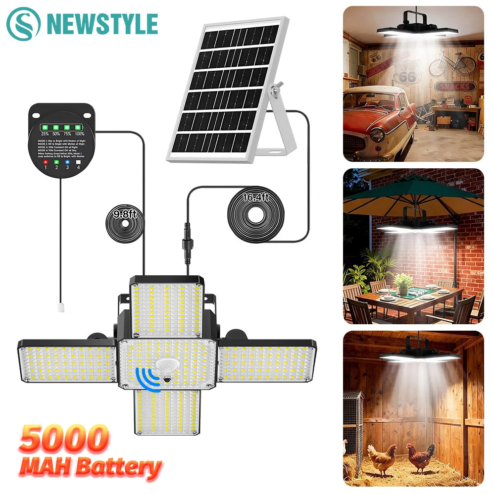 Solar Shed Light Outdoor Solar Pendant Light Indoor Outdoor Motion Sensor Timer Waterproof Gazebo Yard Garage Patio Chicken Coop Zpaxo