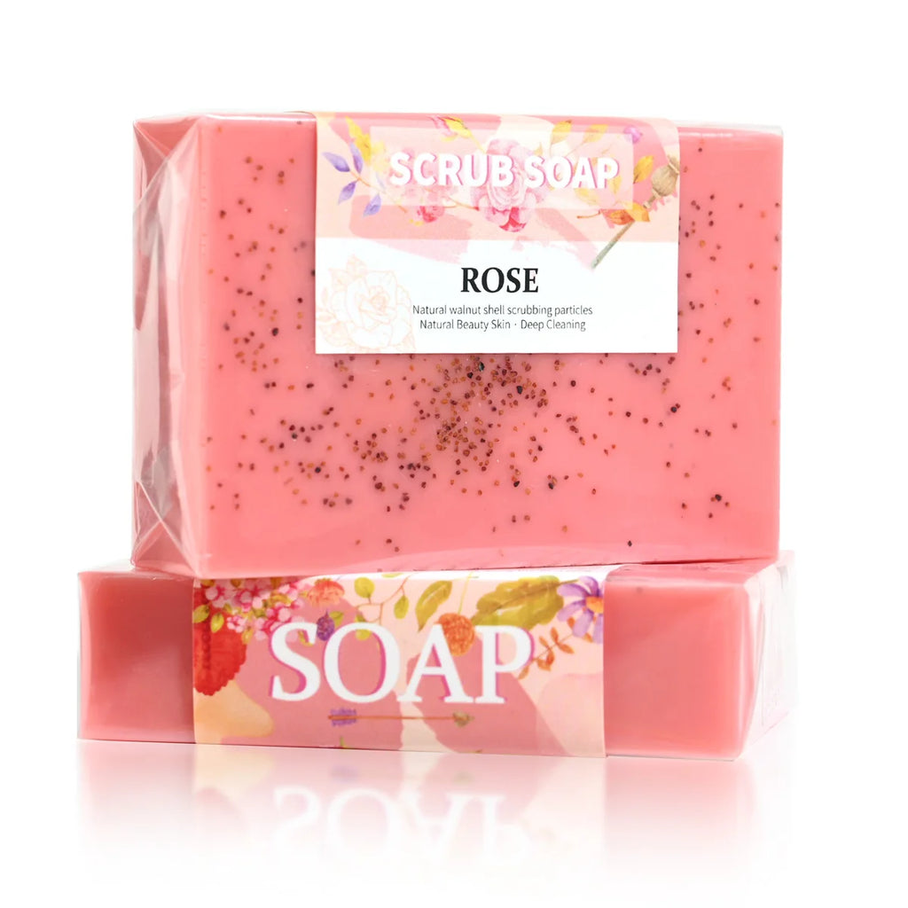 Rose Essential Oil Walnut Exfoliating Handmade Facial Soap 100g Exfoliating Face Soap Zpaxo