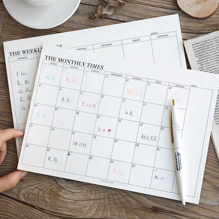 Weekly Planner Monthly Undated Agenda Notebook Schedules Study Planner Korean Stationery Office School Supplies Zpaxo