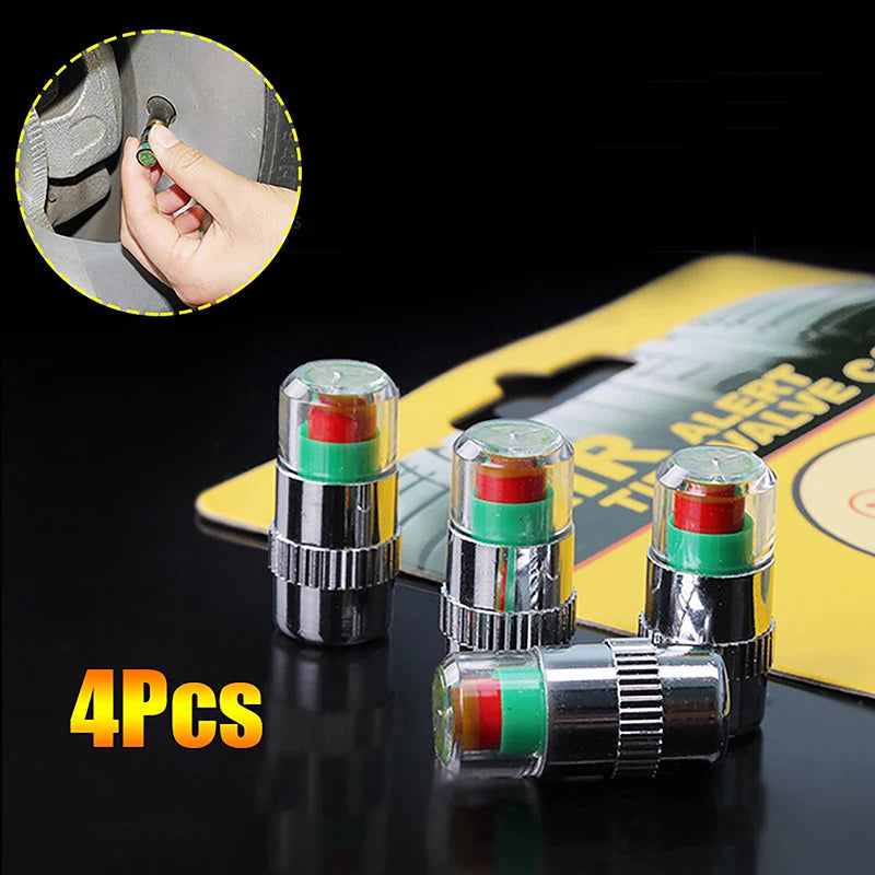 4-Pack Tire Pressure Indicator Valve Cap Sensors for Cars