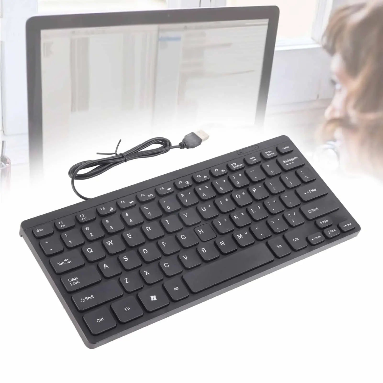 78 Keys USB Wired Keyboard ABS Waterproof Multimedia Computer Home Zpaxo