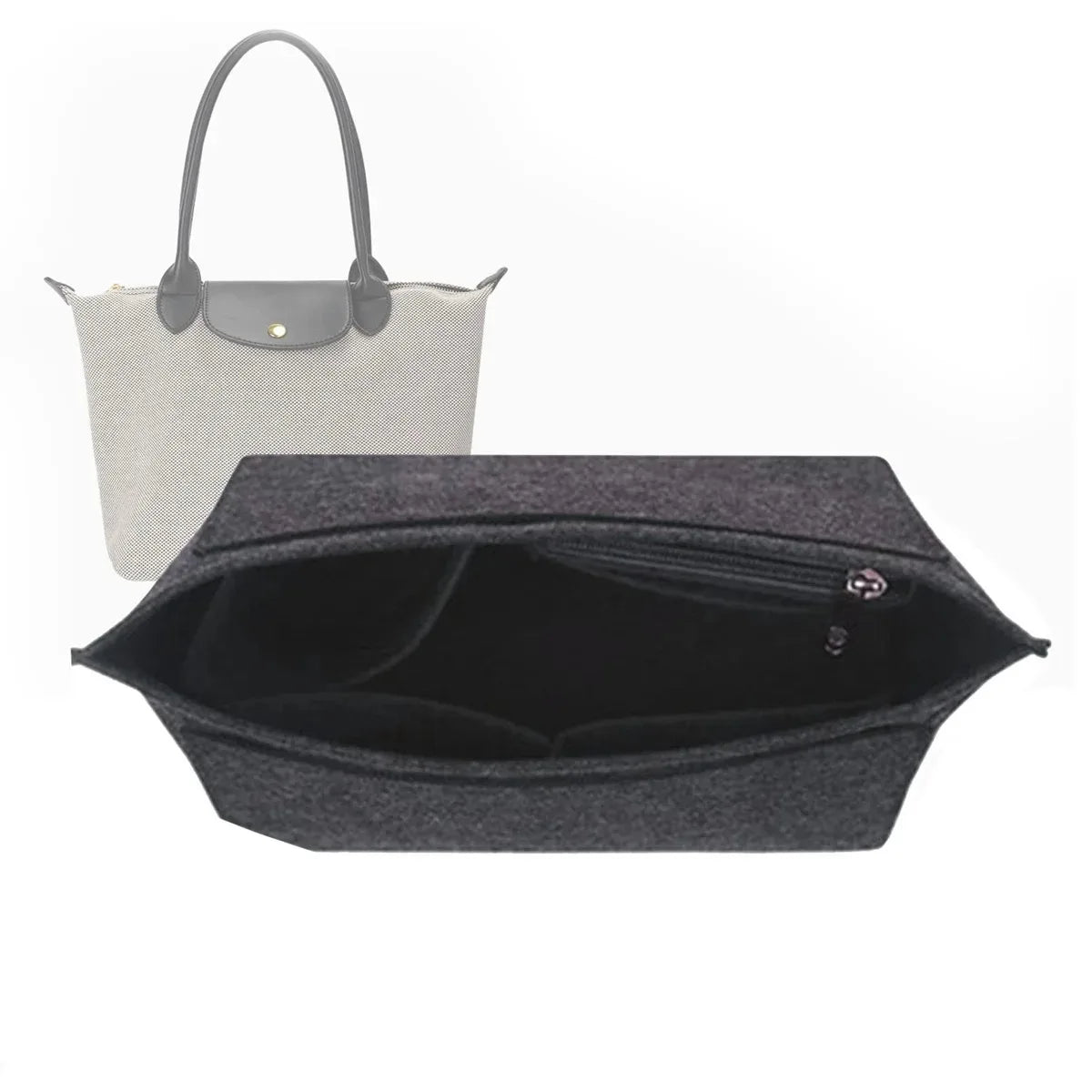 Felt Insert Bag Fits For Handbag Liner Bag Felt Cloth Makeup Bag Support Travel Portable Insert Purse Organizer Zpaxo Grey Black L