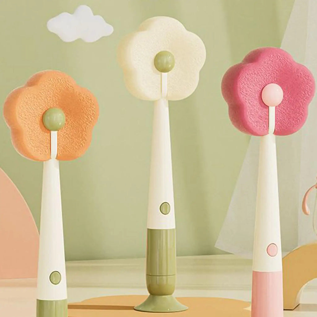 Cup Brush Cleaner Cup Brush Sponge Suction Multifunctional Washer Flower-shaped Scrubber For Kitchen Sink Coffee Travel Wine Zpaxo