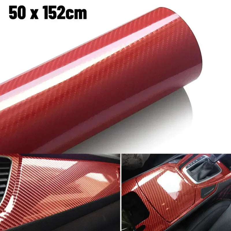 DIY Protection Waterproof Decal 6D Car Interior Wrap Sticker Glossy Zpaxo Red-50X152cm