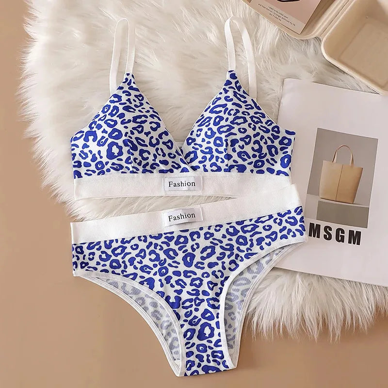 Women's Leopard Print Seamless Bra & Brief Set – 1-4 Pcs