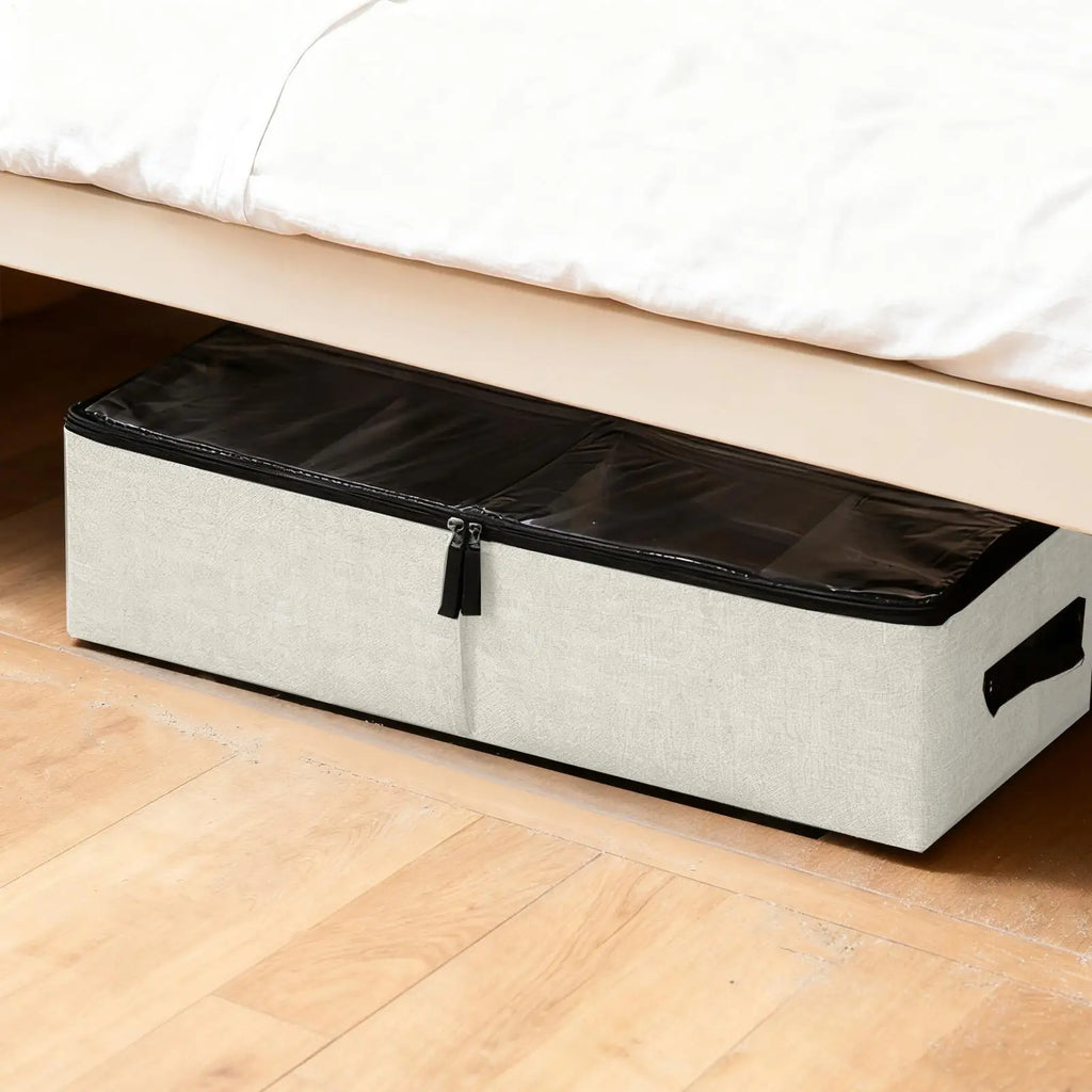 Under Bed Storage Foldable Clear Lid Handles Bins Closet Bedroom