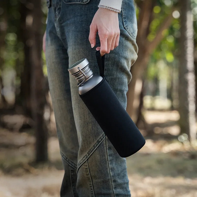 500/600/750ML Pure Titanium Sports Water Bottle for Outdoor Cycling, Travel, Camping, Lightweight, Suitable for Boiling Water Zpaxo