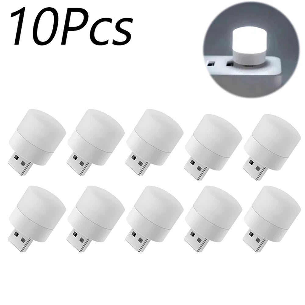 Mini USB LED Book Light – Warm White Eye-Care Night Lamp USB LED Book Light Zpaxo 10pcs White