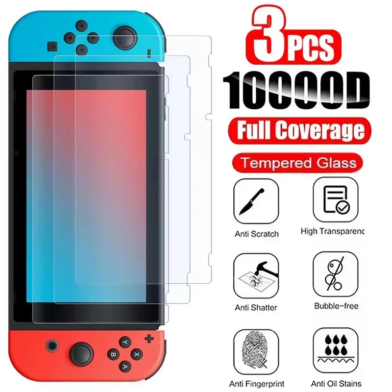 1-3Pcs Tempered Glass Full Screen Protector For Nintendo Switch Lite/ Switch OLED/Switch NS Console Glass Screen Protective Film Zpaxo