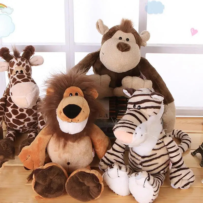 Jungle Animal Plush Toys Stuffed Lion Elephant Giraffe Soft Plush Dolls for Kids Cute Animal Plush Toys Children Birthday Gift Zpaxo
