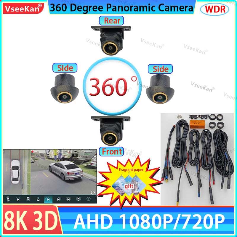 3D 360 Panoramic Car Camera 8K AHD1080P 720P Android Radio 360APP